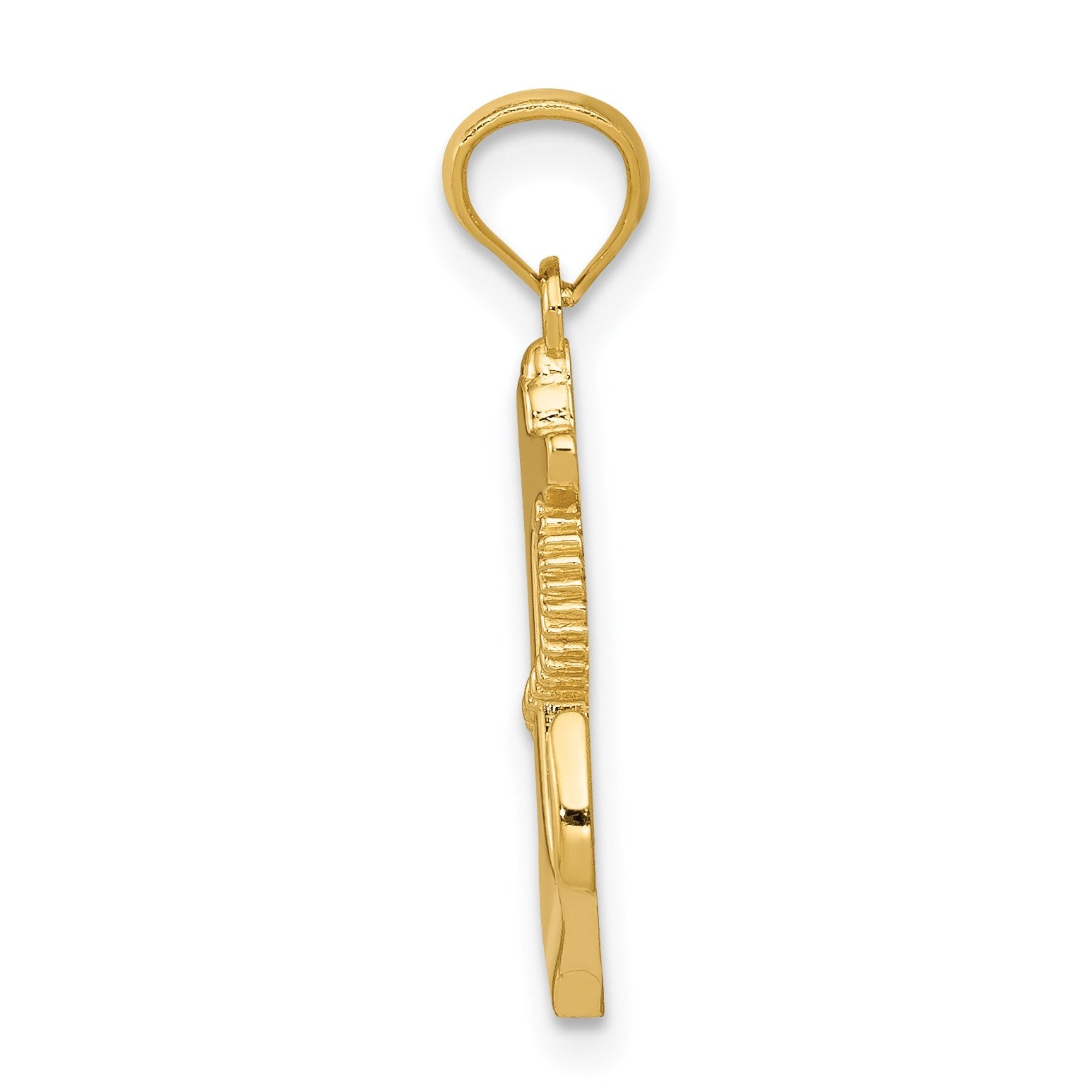 14k Polished Anchor with Rope Pendant