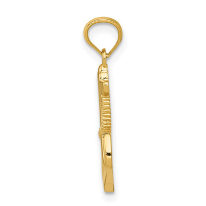 14k Polished Anchor with Rope Pendant