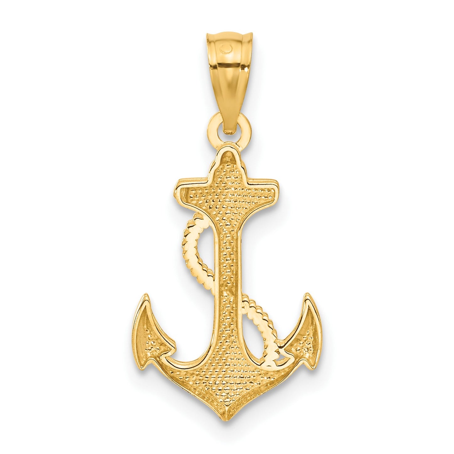 14k Polished Anchor with Rope Pendant