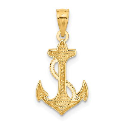 14k Polished Anchor with Rope Pendant