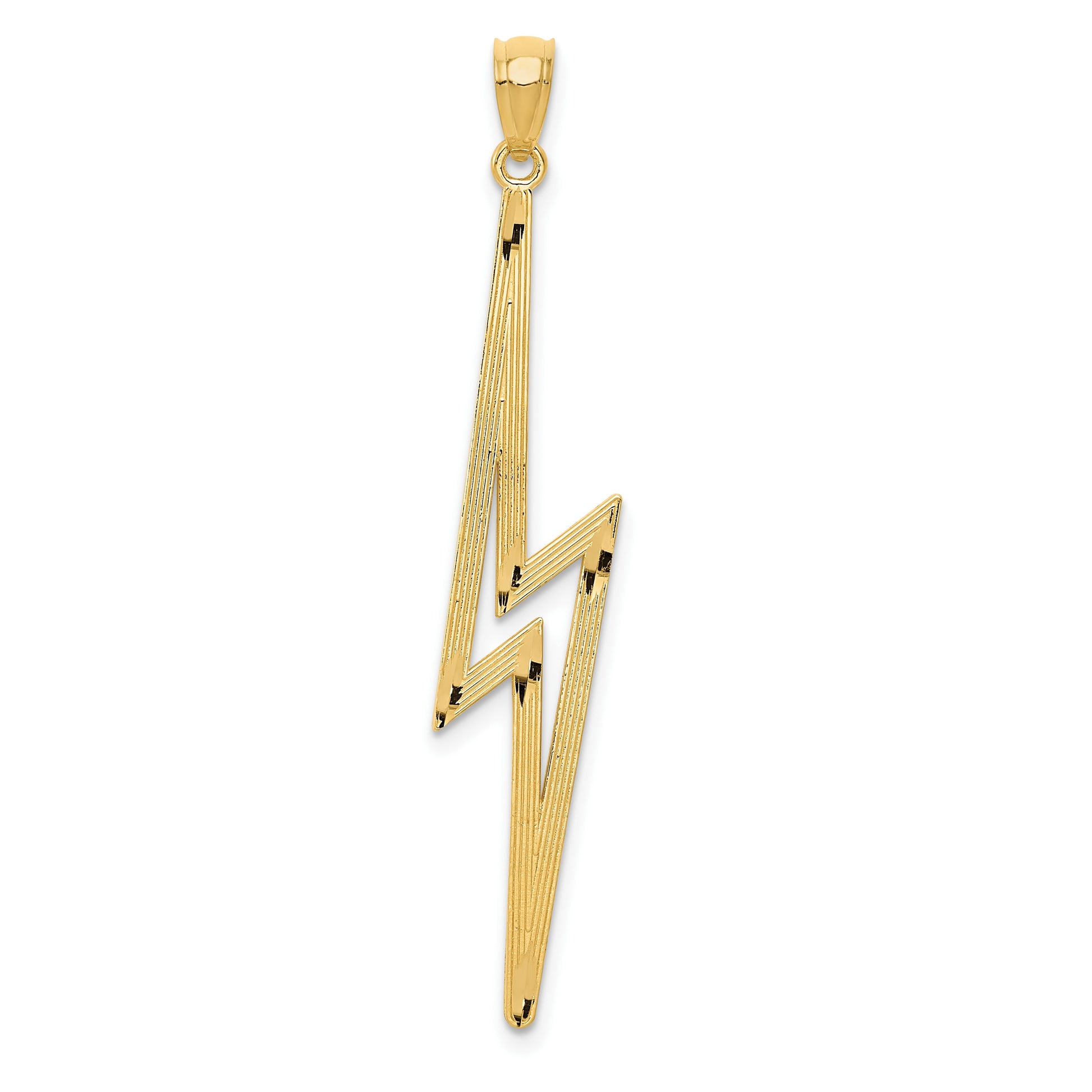 14k Polished Diamond-cut Lightning Bolt Pendant