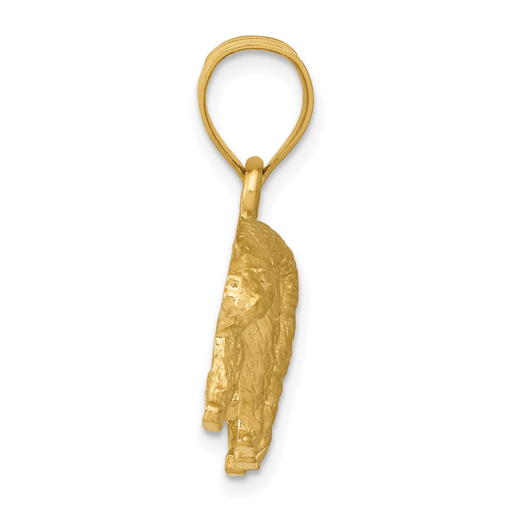 14K Satin Diamond-cut Bear Pendant