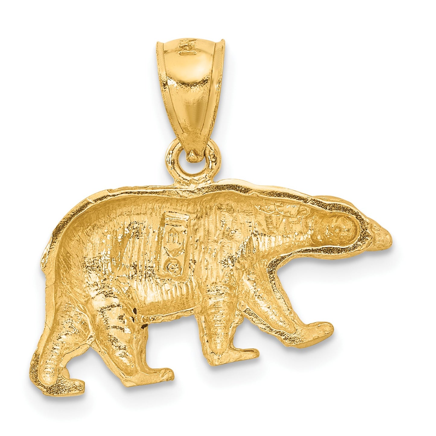 14K Satin Diamond-cut Bear Pendant