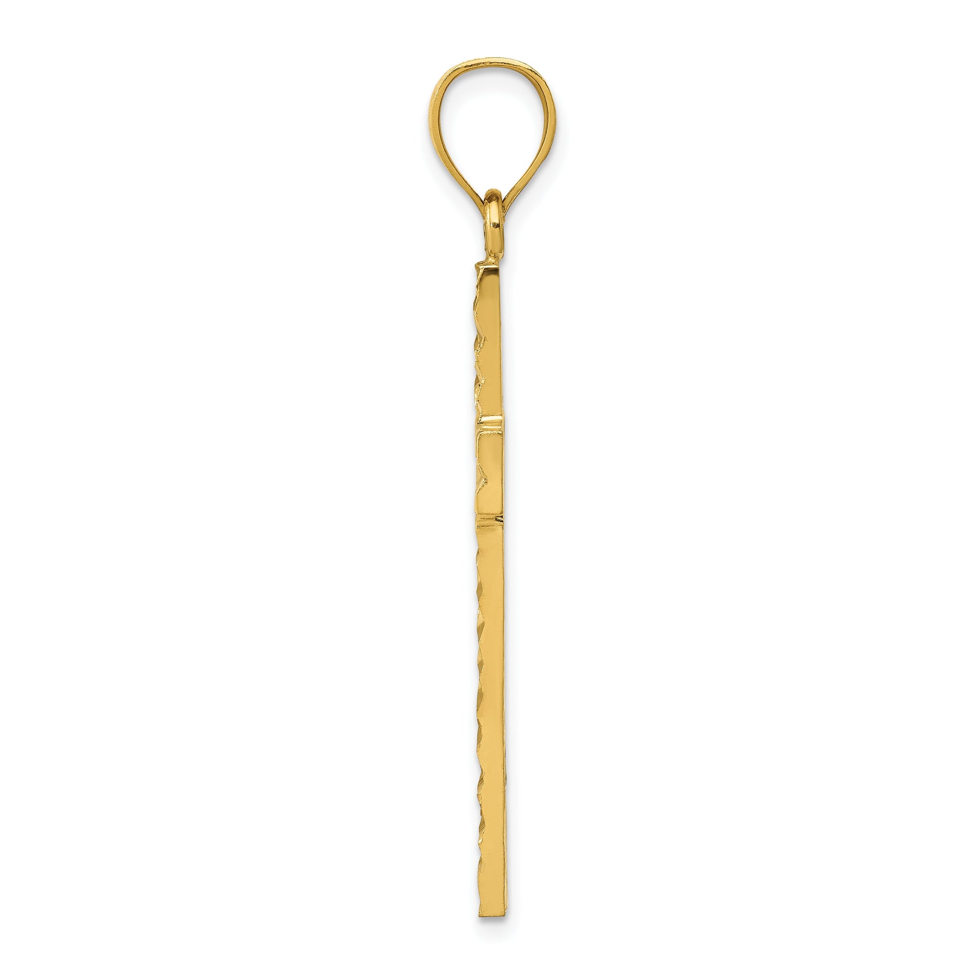 14K Diamond-cut Textured Cross Pendant