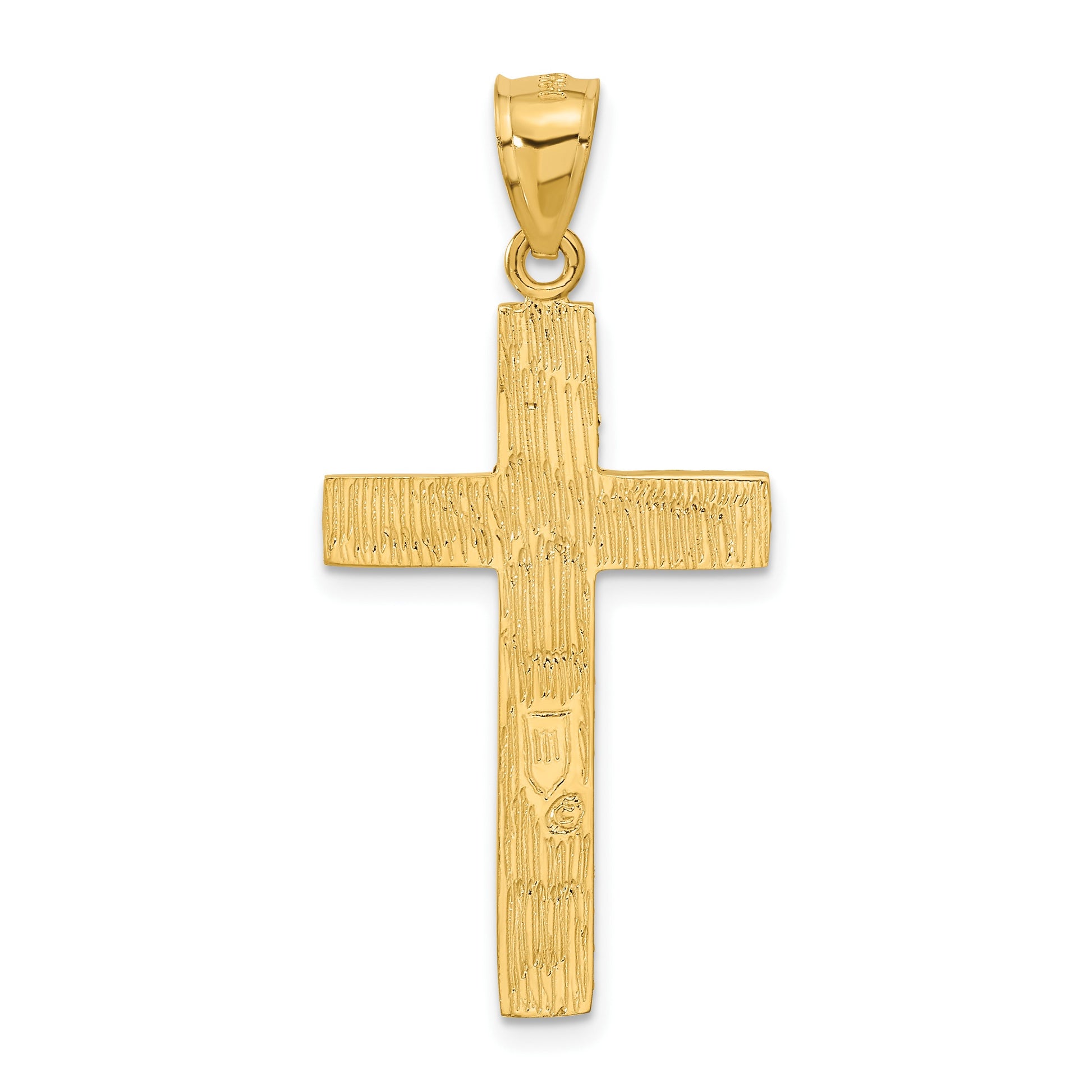 14K Diamond-cut Textured Cross Pendant