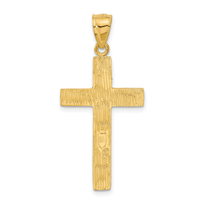 14K Diamond-cut Textured Cross Pendant