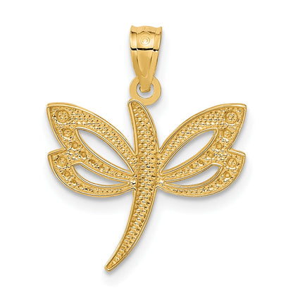 14k and White Rhodium Dragonfly Pendant