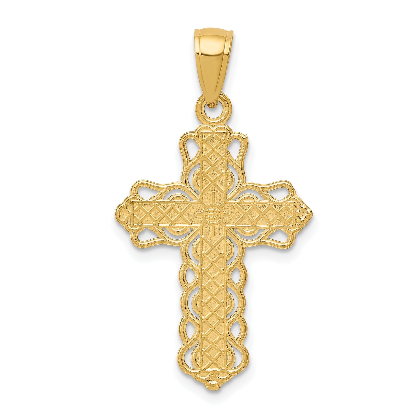 14K Lacey Trim Cross Pendant