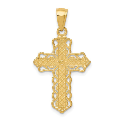 14K Lacey Trim Cross Pendant