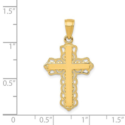 14K Lacey Trim Cross Pendant