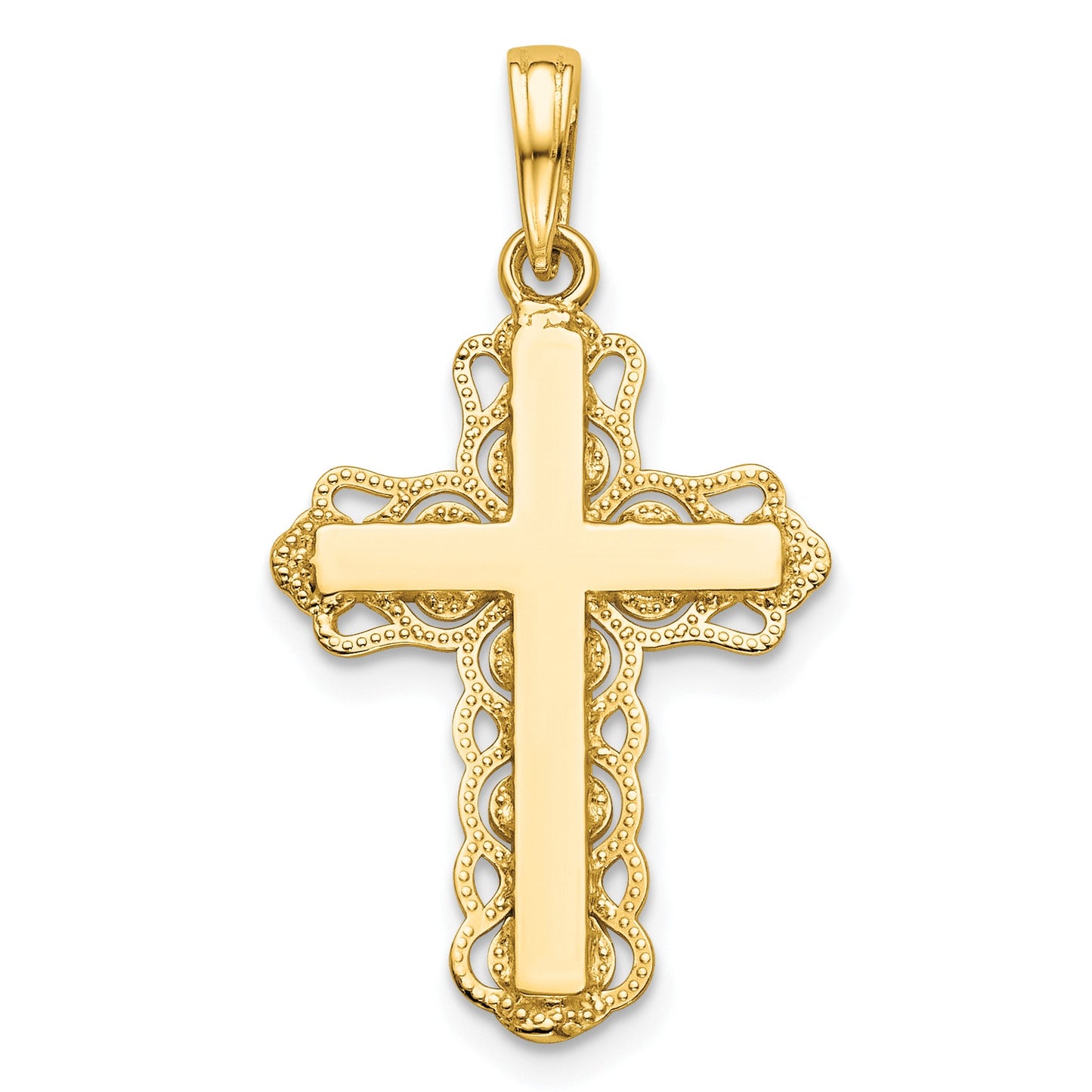 14K Lacey Trim Cross Pendant