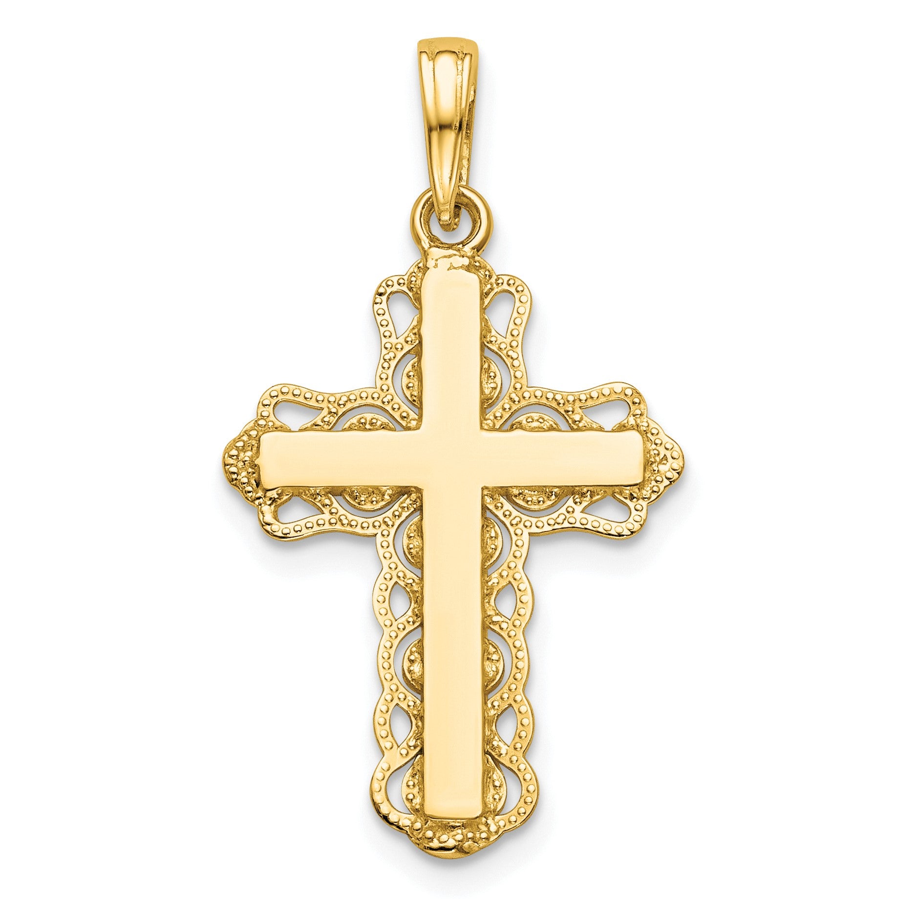 14K Lacey Trim Cross Pendant