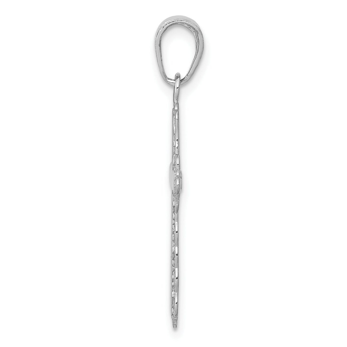 14K White Gold Lacey Trim Cross Pendant