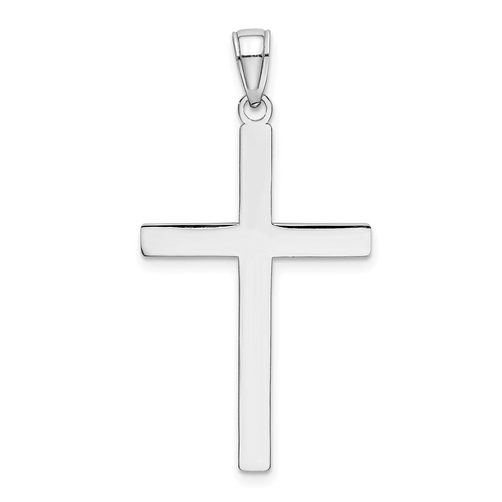 14K White Gold Solid Reversible Latin Cross Pendant