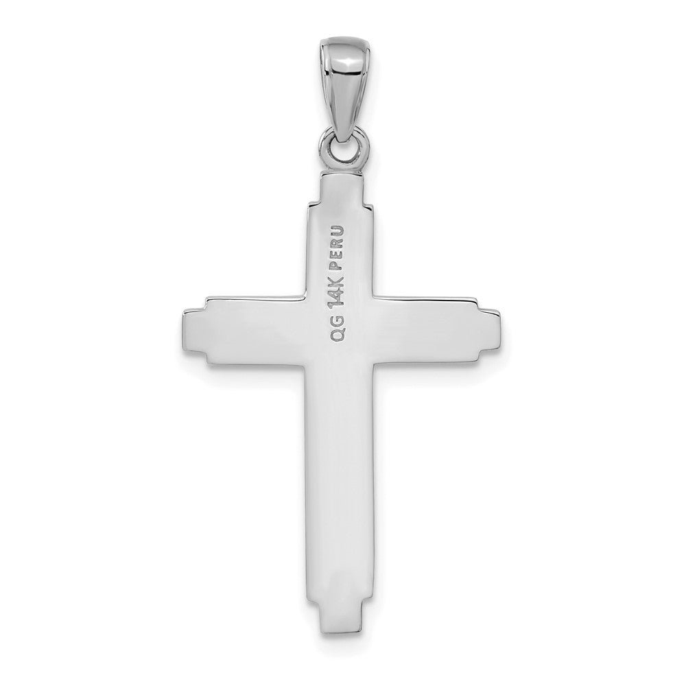 14K White Gold Solid Cross Pendant