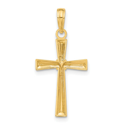 14K Diamond-cut -X- Center Cross Pendant