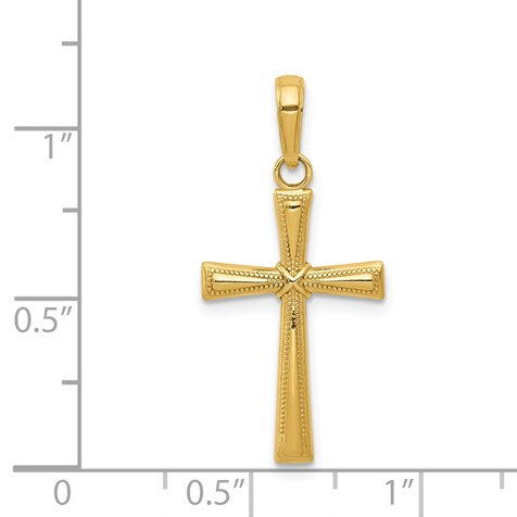 14K Diamond-cut -X- Center Cross Pendant