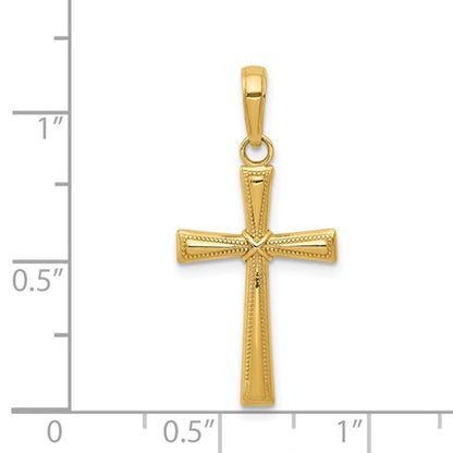 14K Diamond-cut -X- Center Cross Pendant