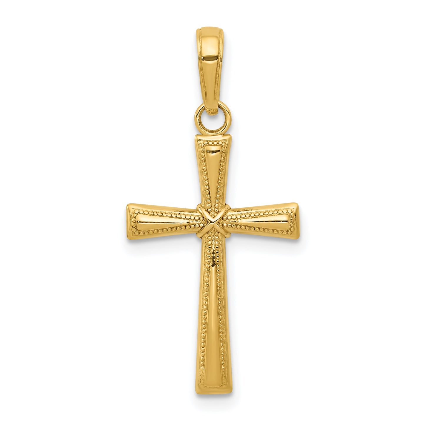 14K Diamond-cut -X- Center Cross Pendant
