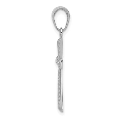 14K White Gold Diamond-cut -X- Center Cross Pendant