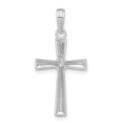 14K White Gold Diamond-cut -X- Center Cross Pendant