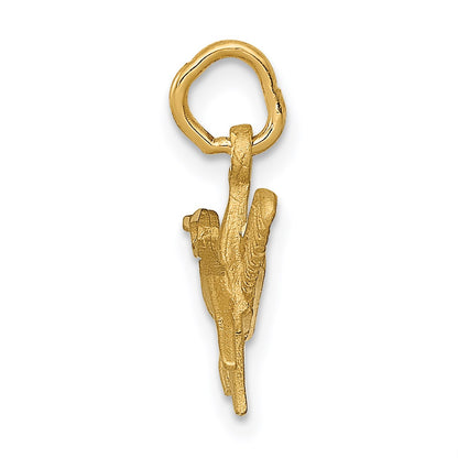 14k Satin Diamond-cut Comb and Scissors Charm