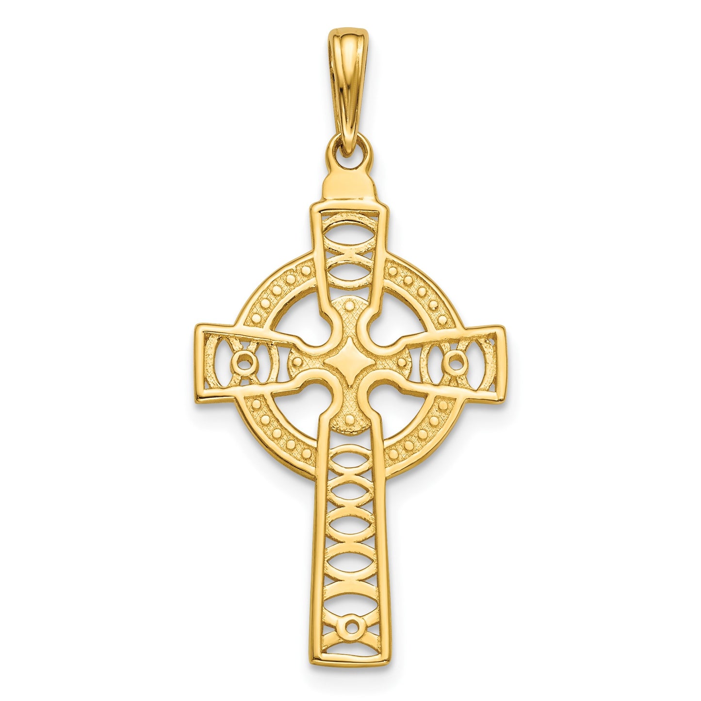14K Celtic Cross with Eternity Circle Pendant