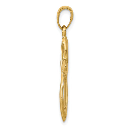 14K Polished with Satin Ribbon Cross Pendant