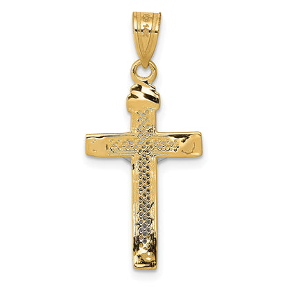 14K Two-tone Diamond-cut Lattice Cross with Crucifix Pendant