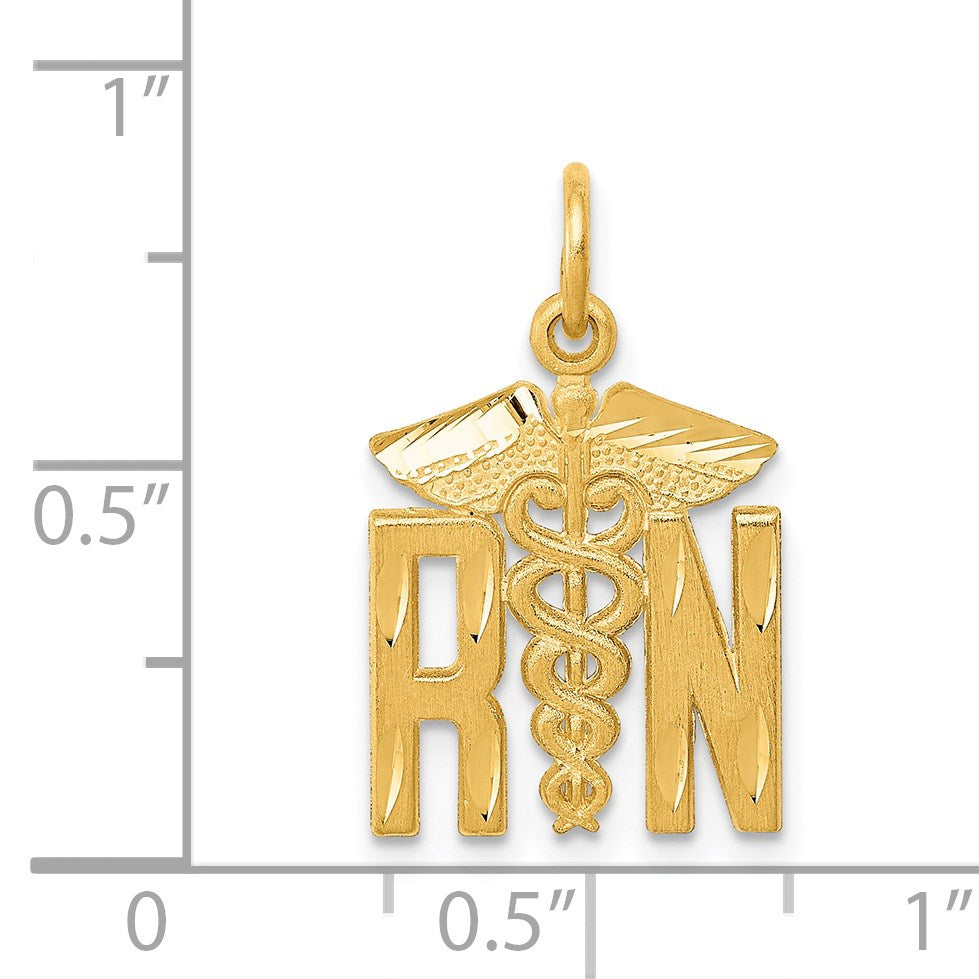 14k Diamond-cut RN Registered Nurse Charm