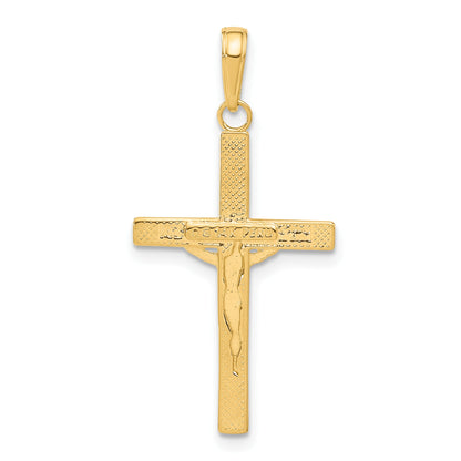 14K Diamond-cut Fancy Tipped Crucifix Pendant