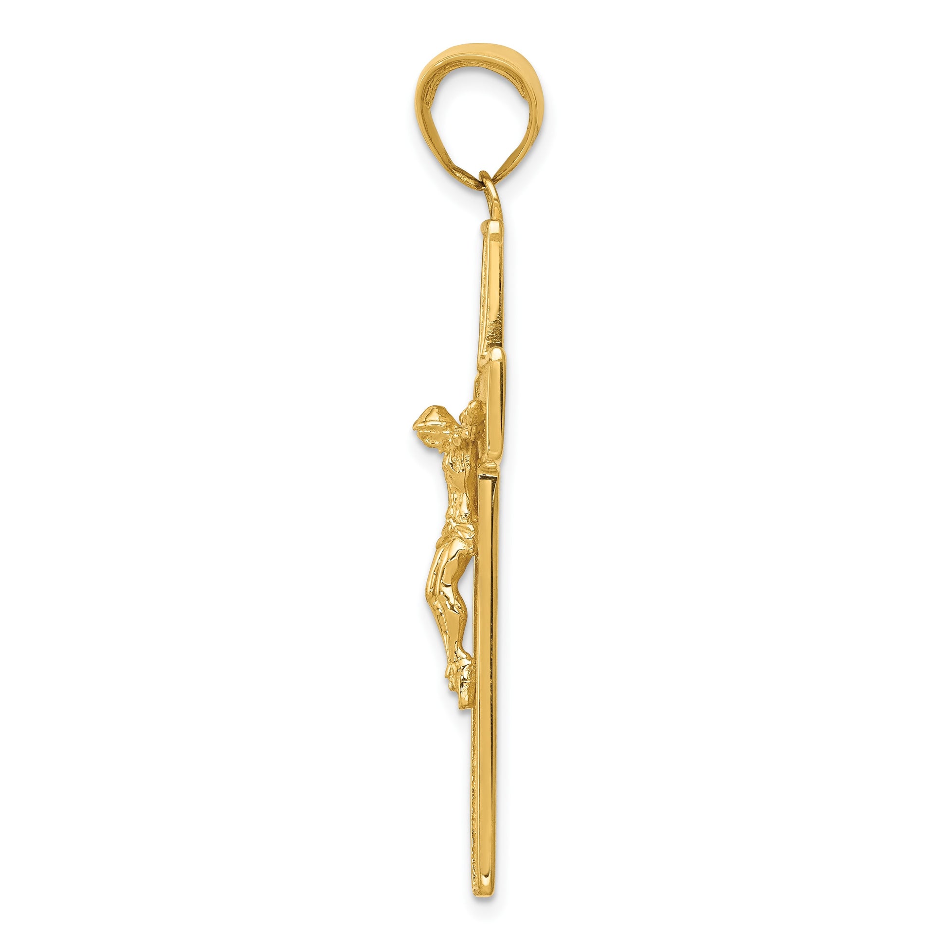 14K Textured Crucifix Latin Cross Pendant