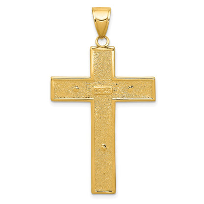 14K Textured Crucifix Latin Cross Pendant