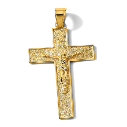 14K Textured Crucifix Latin Cross Pendant