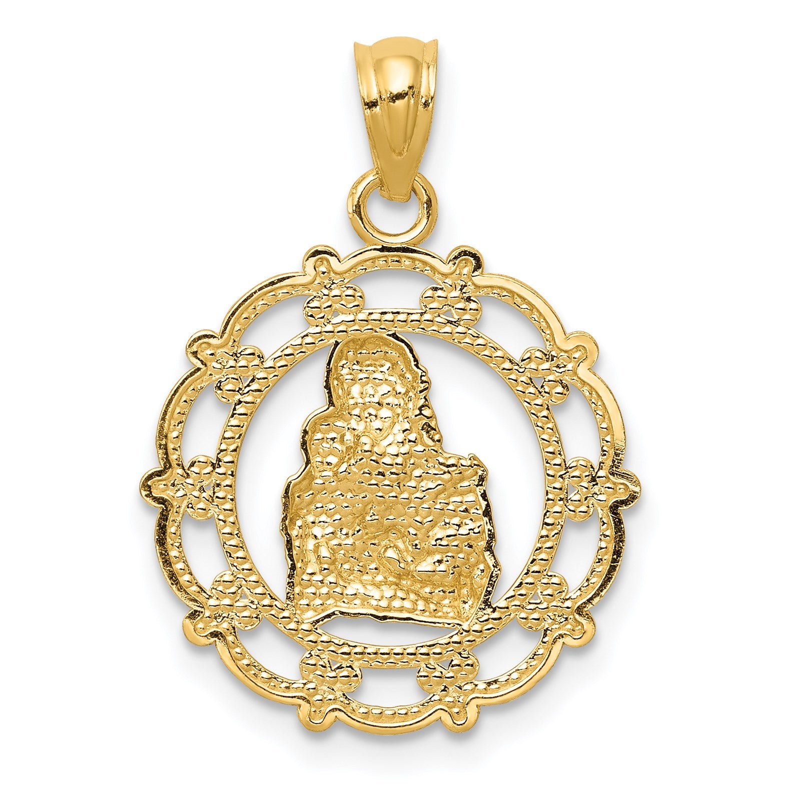 14k and White Rhodium Mother Holding Baby Pendant