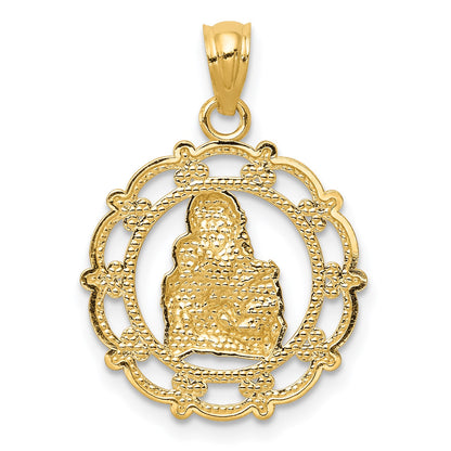 14k and White Rhodium Mother Holding Baby Pendant