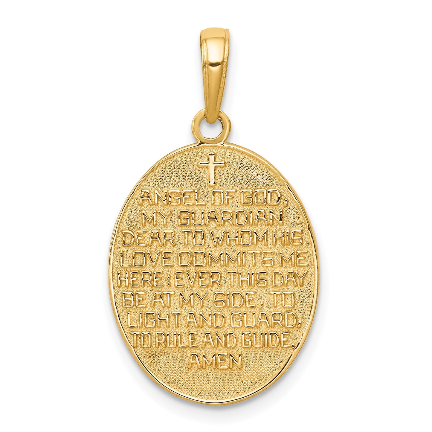 14K and White Rhodium Reversible GUARDIAN ANGEL PRAYER Pendant