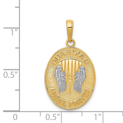 14K W/Rhodium Reversible Guardian Angel Prayer Pendant