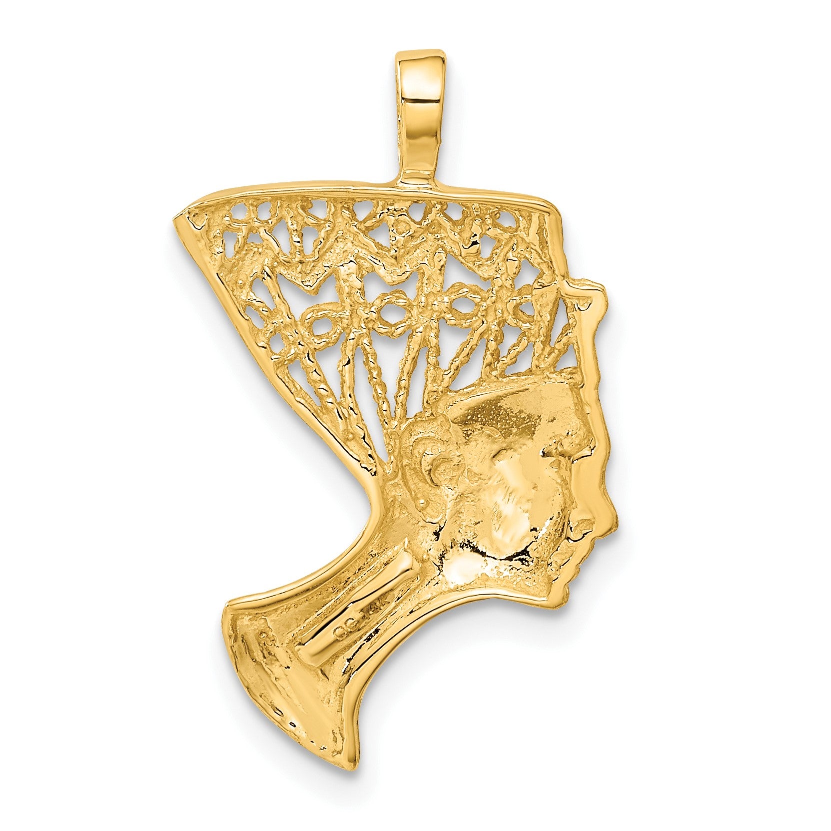 14k Satin Diamond-cut Nefertiti Charm