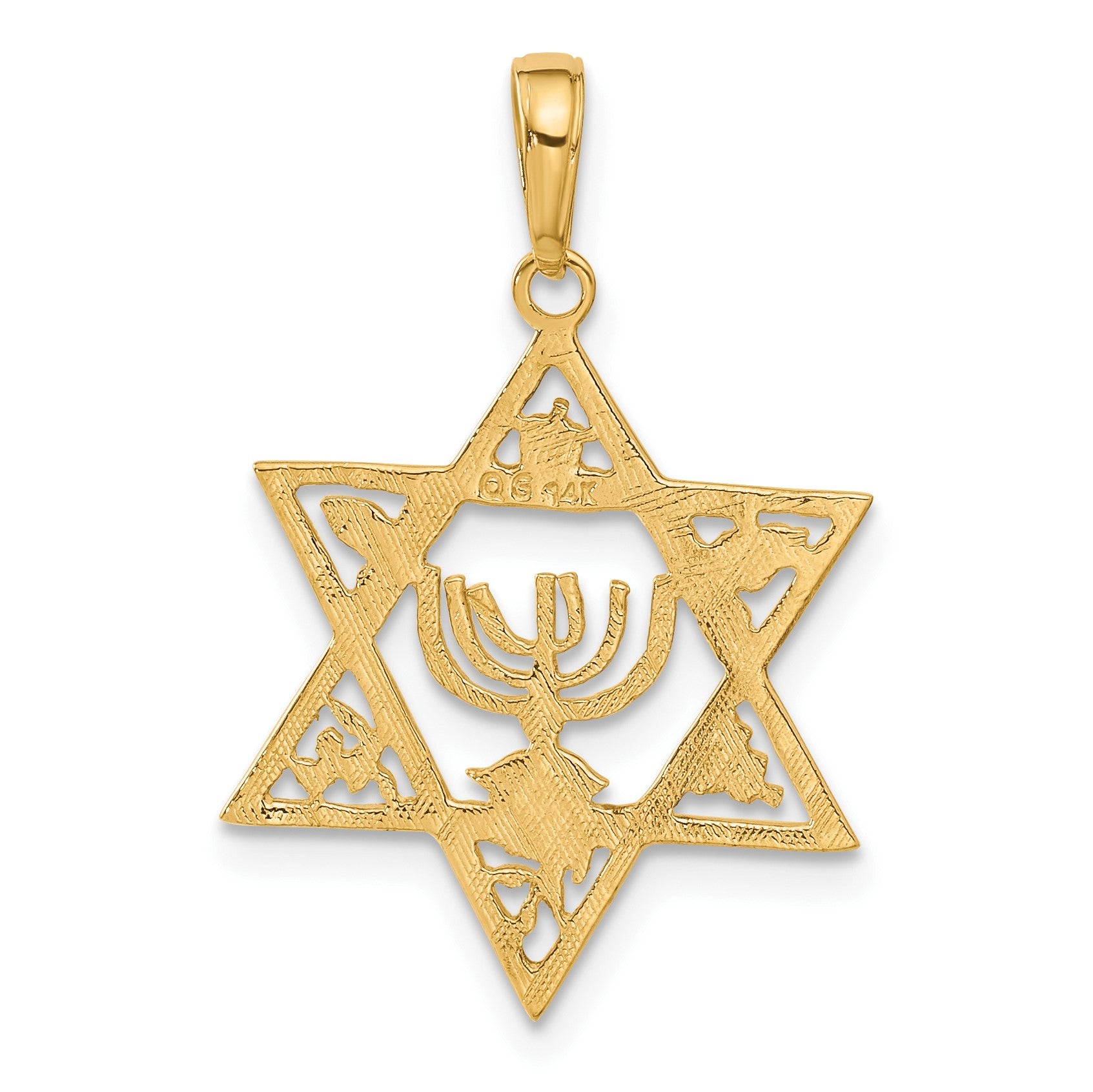 14K Star of David with Menorah Pendant