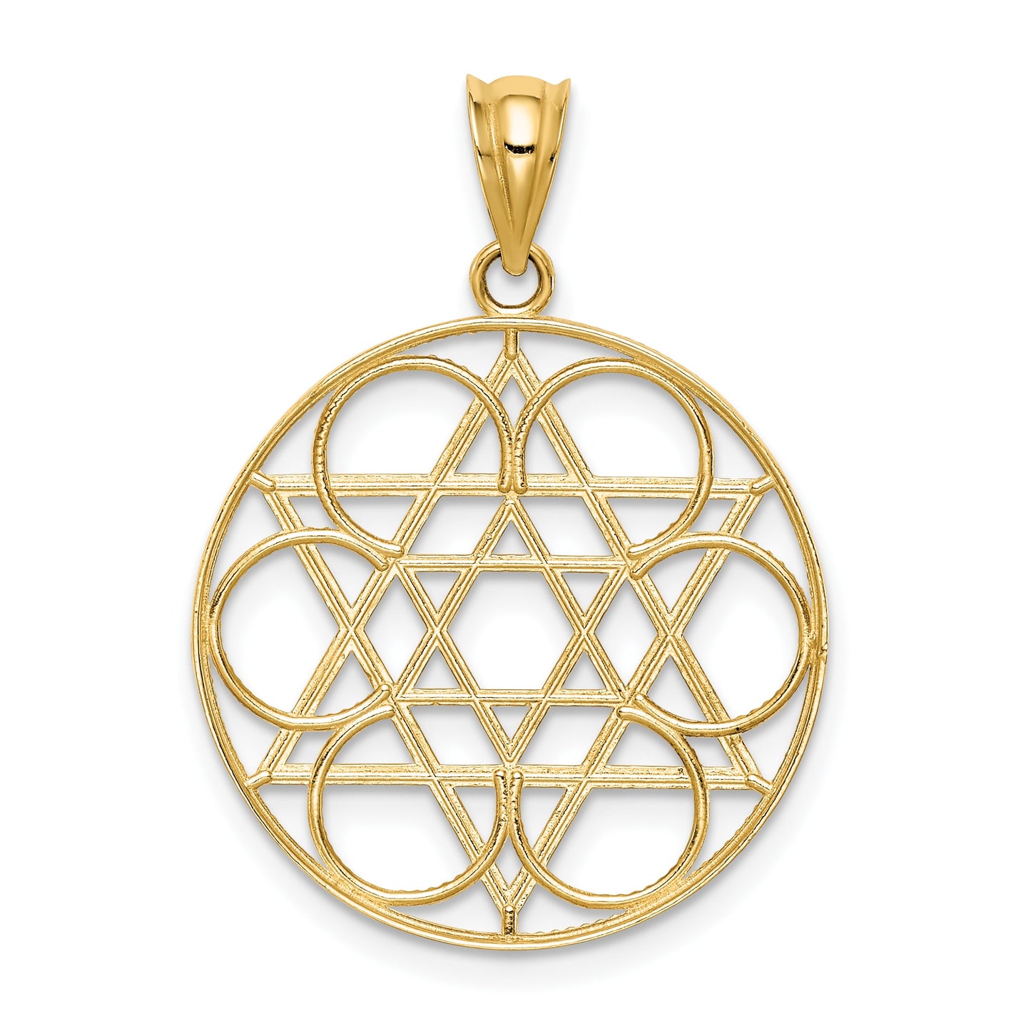 14k Star of David Circles Pendant