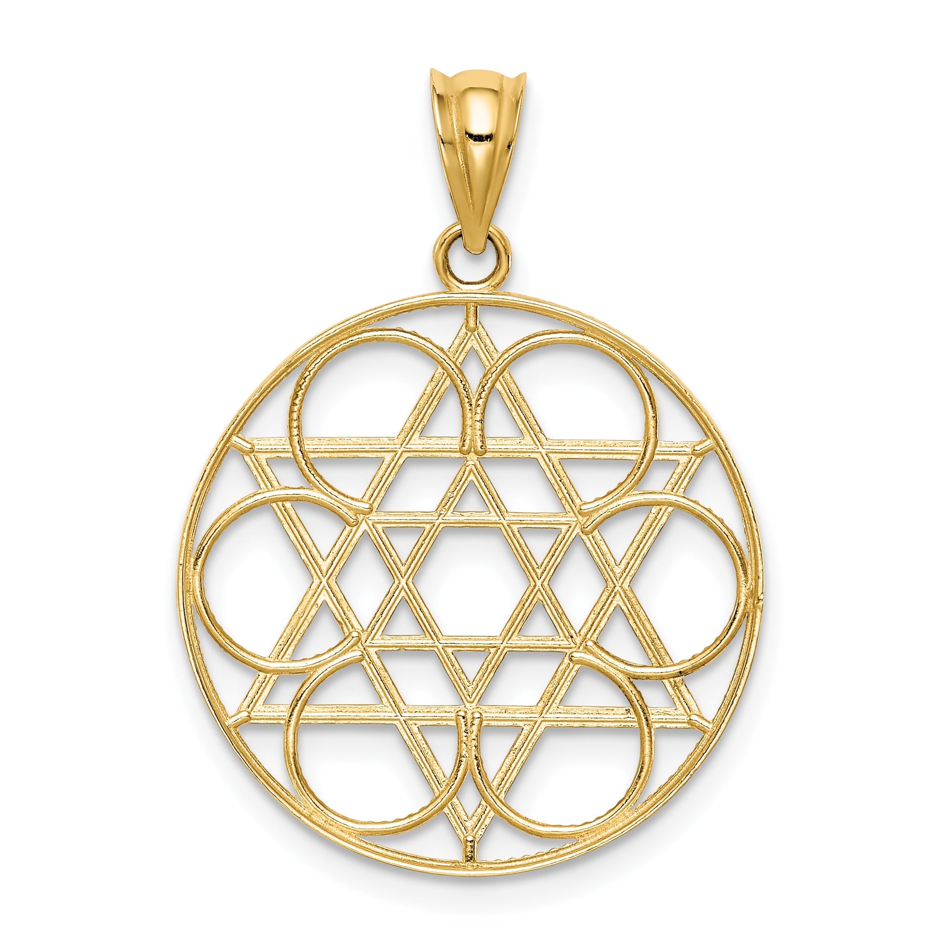 14k Star of David Circles Pendant