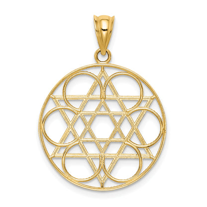 14k Star of David Circles Pendant