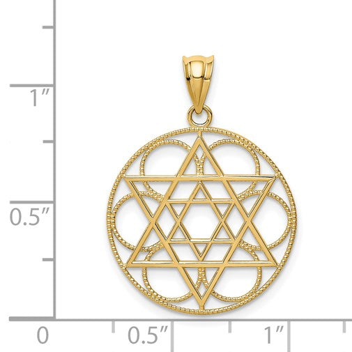 14k Star of David Circles Pendant