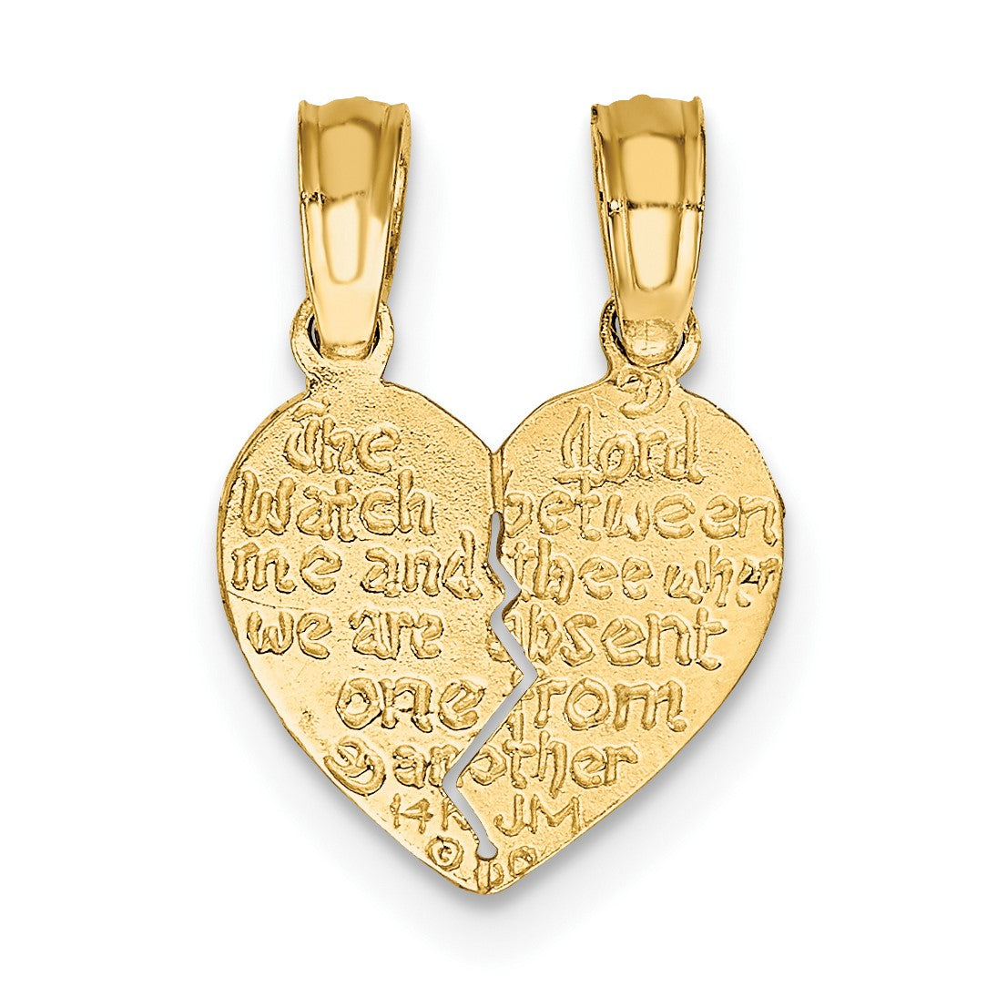 14K Reversible 2-Piece Break-apart MIZPAH Heart Charm