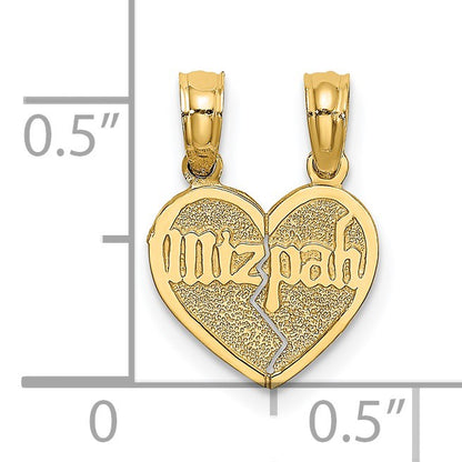 14K Reversible 2-Piece Break-apart MIZPAH Heart Charm