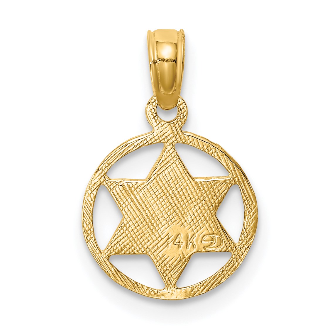 14K Star of David in Circle Frame Pendant