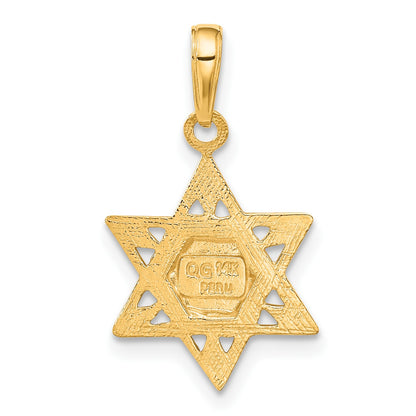 14K Star of David with Tablets in Center Pendant