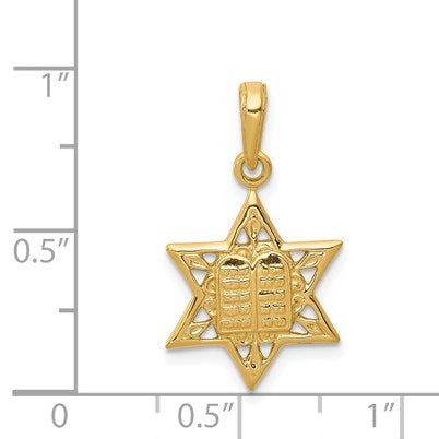 14K Star of David with Tablets in Center Pendant