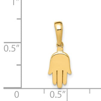 14K Small Solid Hamsa Pendant